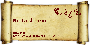 Milla Áron névjegykártya